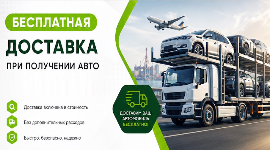 Акция! Бесплатная доставка по Сосновоборске при получении авто